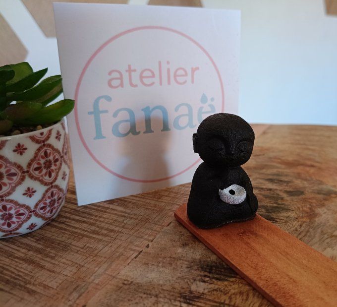 porte encens Bouddha noir