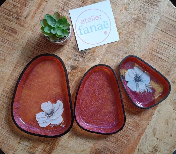 Trio de plateaux "fleurs"