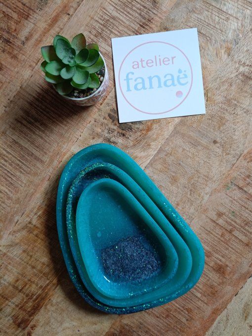 trio de plateaux décoratifs " Bleu Atlantide"